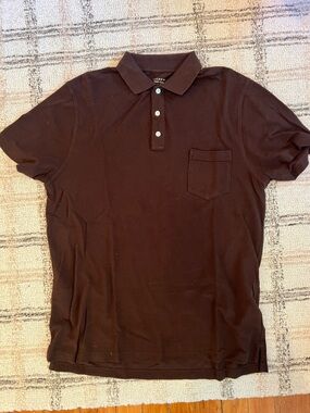 Men's Dark Brown Polo Shirt with Chest Pocket